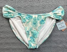 Shade  Shore Womens Large 12/14 Floral Print Low Rise High Leg Bikini Bottom