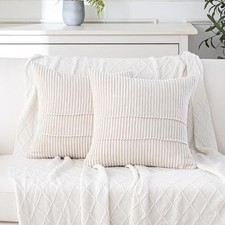 Decorative Throw Pillow Covers Set of 2 20" x 20" Pack of 2 Cream Color
