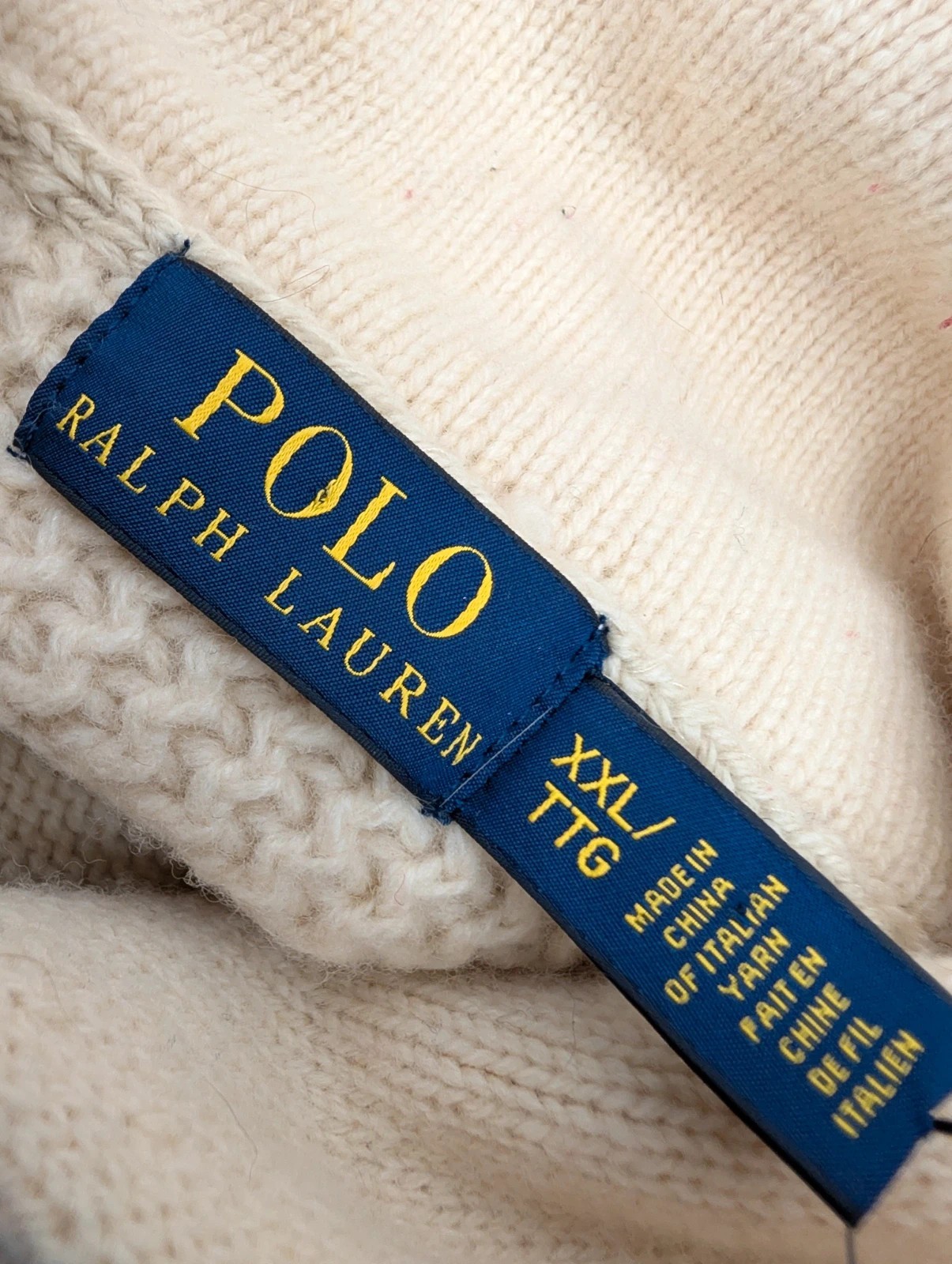 Ralph Lauren Troyer 100% lambs wool zip & roll neck cream jumper Mens XXL DN3033 image 7