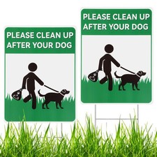 2 Pack Clean up After Your Dog Signs, 12.6" x 9.5" No Pooping Dogs Signs with...