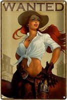 Blechschild Pinup 20X30Cm Wanted Cowgirl Wanddeko