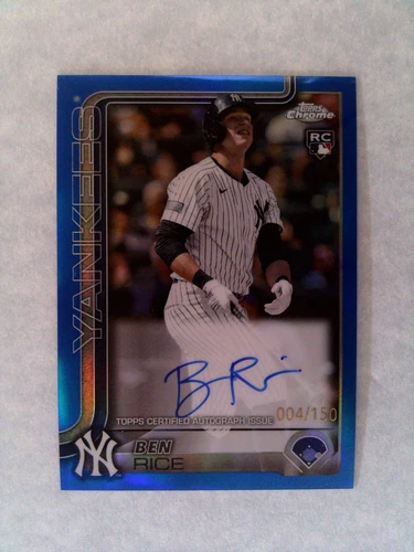 2025 Topps Chrome Baseball Ben Rice Blue Refractor Rookie Auto /150 #RA-BR