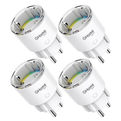 GHome Smart WLAN Steckdose 4er Set mit Strommessung 10A 2,4GHz