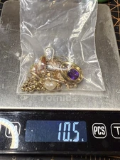 Antique Vintage 14k Yellow Gold Wearable Scrap Lot 10g Cameos Pearls Amethyst