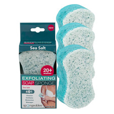 Spongeables Body Wash in a 20 Wash Sponge, Sea Salt, 3 Count