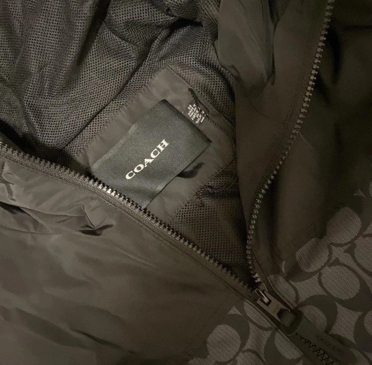 Giacca a vento Coach Signature Coach felpa con cappuccio maglione antracite taglia uomo