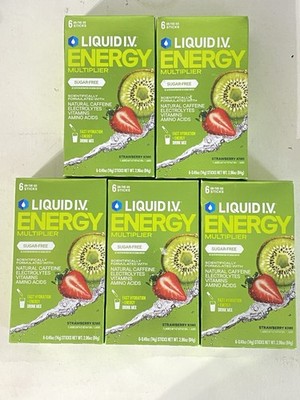 5-Liquid IV Energy Multiplier sugar free strawberry Kiwi 6 count each 9/27