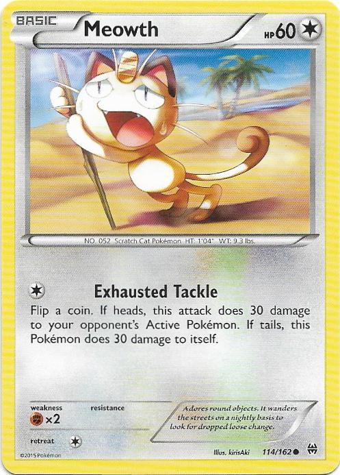 Meowth 114/162 Common BREAKthrough Pokemon Near Mint