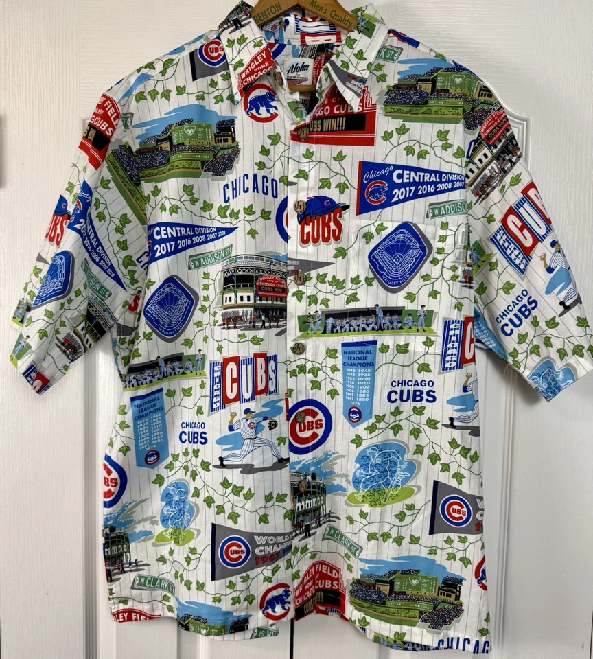 Camisa Hawaiana de Béisbol CHICAGO CUBS MLB Reyn Spooner Aloha AOP Grande Nueva con Etiquetas Foto 2 de 4