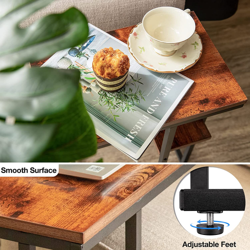 Yoobure C Shaped End/Side Table for Couch and Bed, Small Spaces, Living Room, Be - Picture 6 of 8
