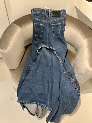 Diesel Black Gold Damen Langes Patchwork-Jeanskleid in blau