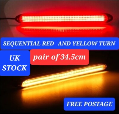 2 Stück 34,5 cm ROTE und GELBE BLINKER SEQUENTIELLES Lauflicht. FLEXIBEL