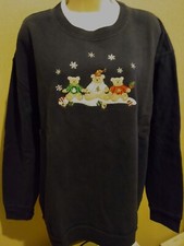 Vintage Christmas Holiday Sweatshirt X Large Embroidered Teddy Bear Grandma core