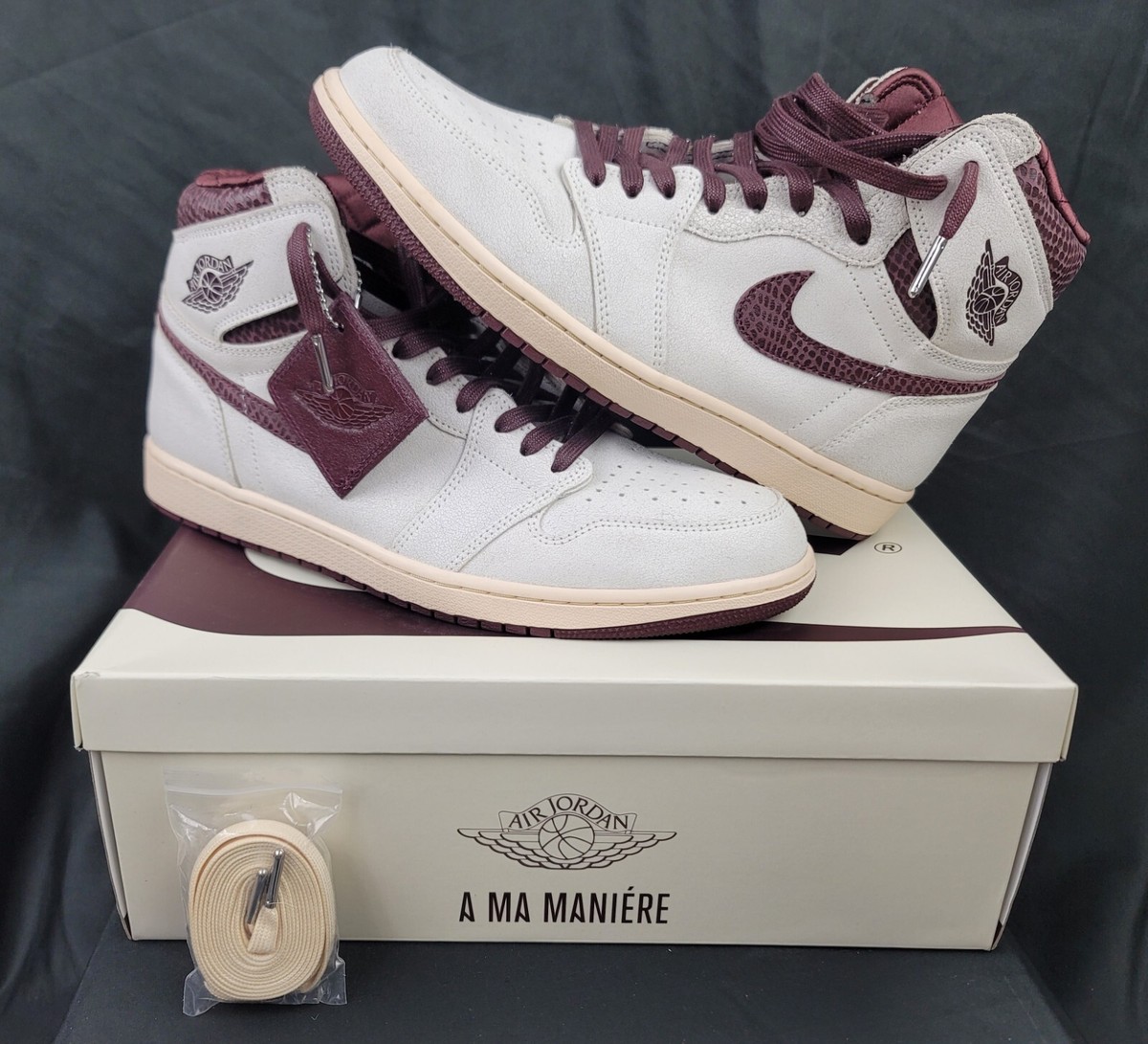 Nike Jordan 1 High OG x A Ma Maniere Sail Burgundy Men's Nike Jordan 1 High OG x A Ma Maniere Sail Burgundy Men's
