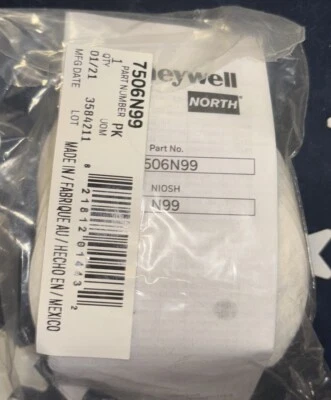 HONEYWELL NORTH SAFETY 7506N99 FILTER N99 ONE PACK WITH TEN FILTERS