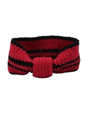 Handmade Hand Knit Rib Knit Sporty Acrylic Raspberry Pink Black Headband Kids