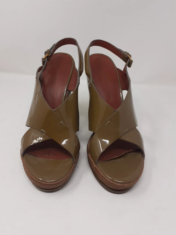 Sandalias de cuña Marc By Marc Jacobs para mujer de charol verde talla 10 Foto 2 de 4