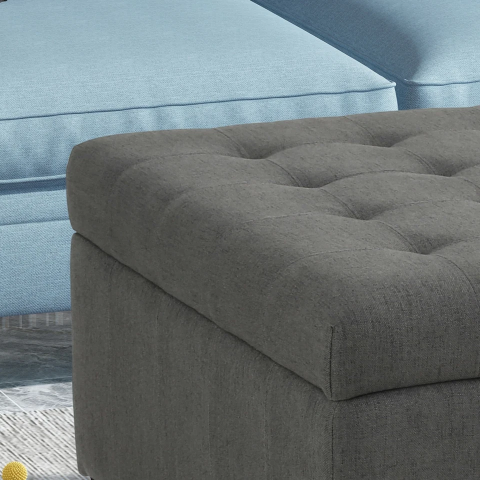 Piogor Contemporary Tufted Fabric Storage Ottoman - Image 2 of 4