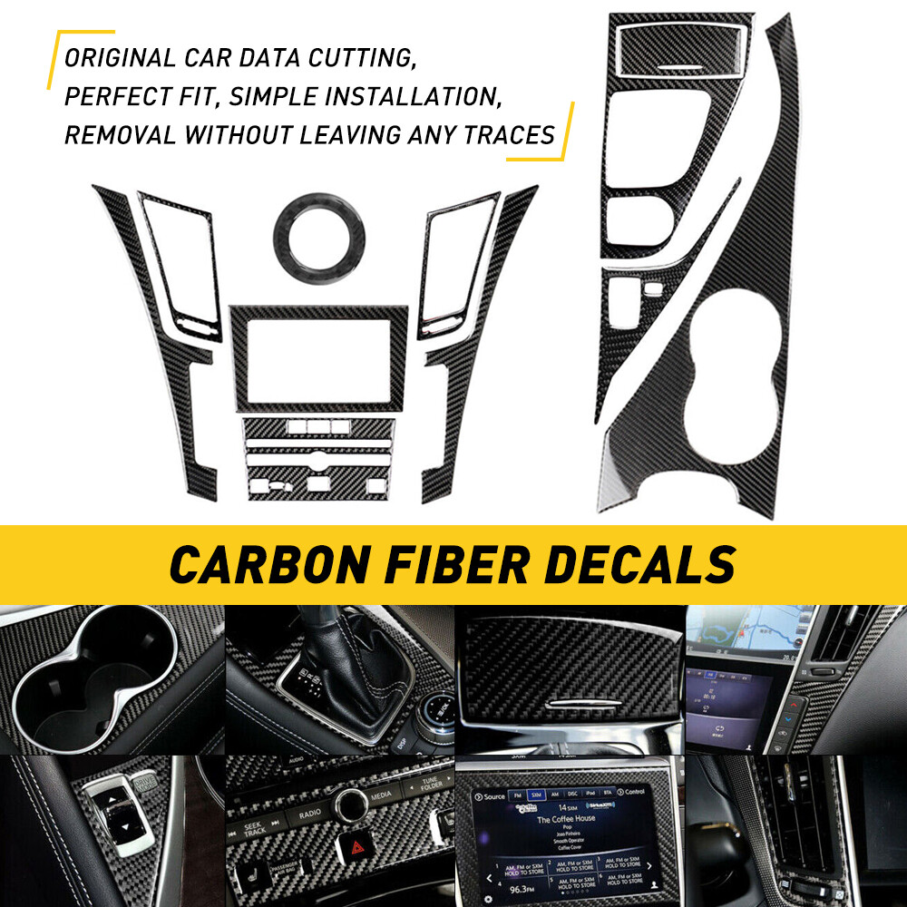 For Infiniti Q50 Q60 2014-19 interior Decal Trim carbon Fiber Trim vinyl Sticker
