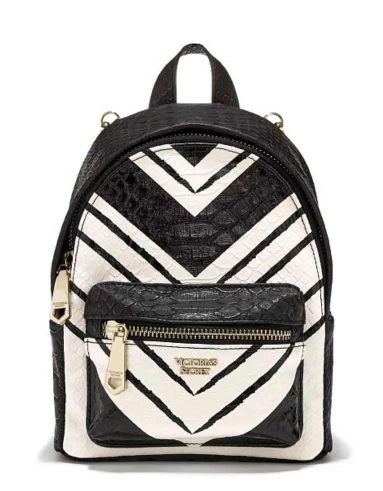 NEW VICTORIA&#039;S SECRET BLACK WHITE PYTHON MINI BACKPACK PURSE BAG SKIN eBay