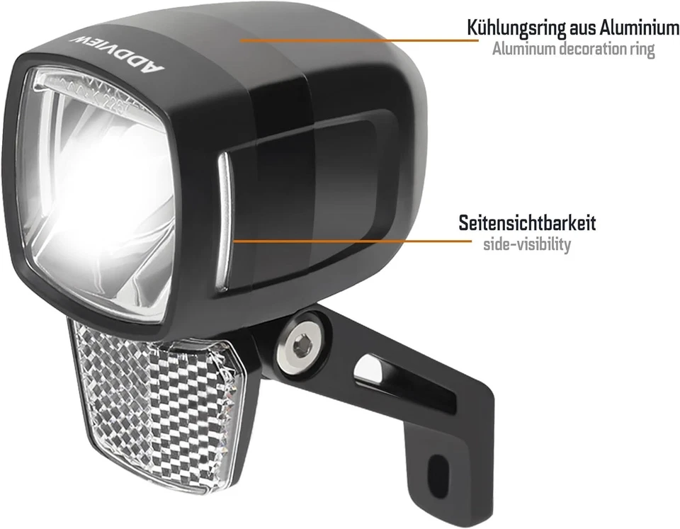 120 Lux LED E-Bike Fahrrad Scheinwerfer mit Reflektor Frontlampe Licht 6-48V DC - Bild 4 von 4