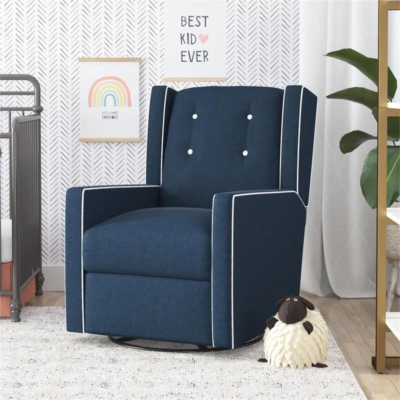 Pemberly Row Swivel Glider Recliner Chair Nursery Room in Dark