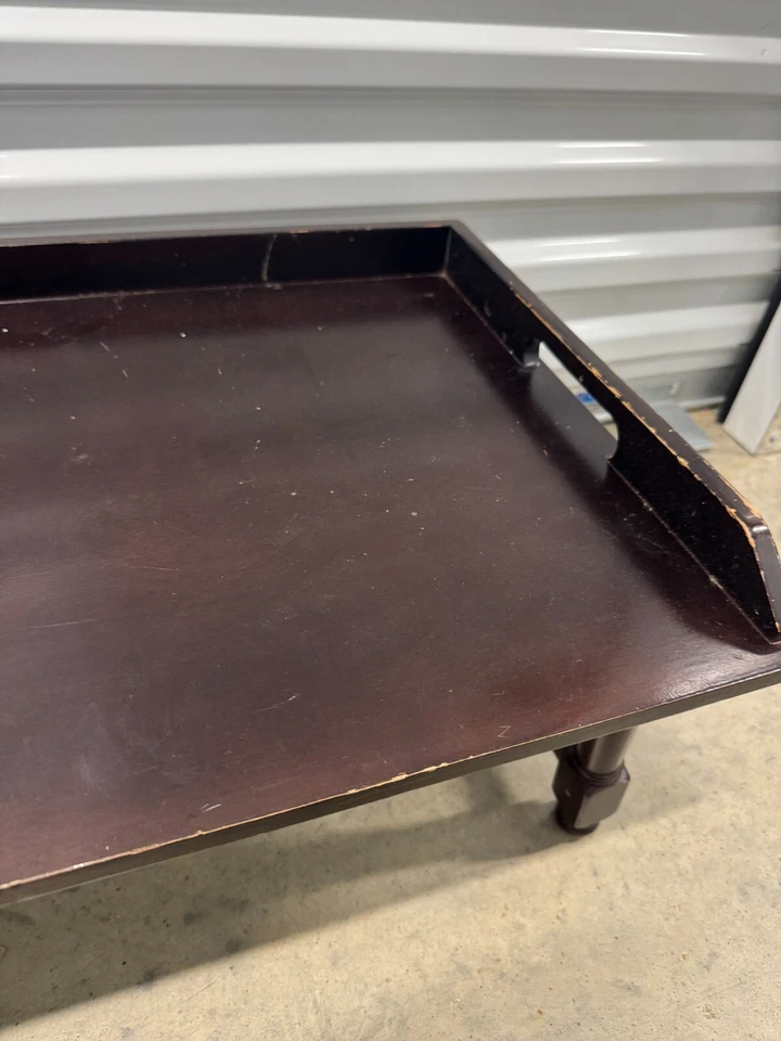 Bandeja de mayordomo desmontable de madera estilo inglés vintage Foto 4 de 4