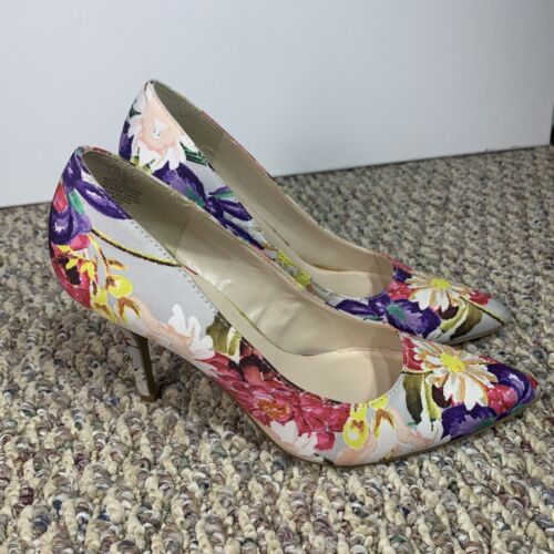 Nine West Woman’s Size 7 floral heels shoes stiletto satisfied Multicolored - Picture 1 of 10