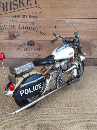 Retro Style Tin Metal Decorative American Police Motorcycle motorbike Model - Picture 13 of 17