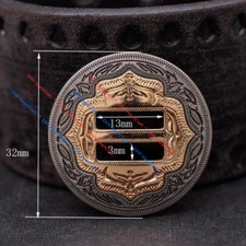 5X Western Gold Sliver Engraved Leathercraft Slotted Conchos For Saddles 1-1/4"