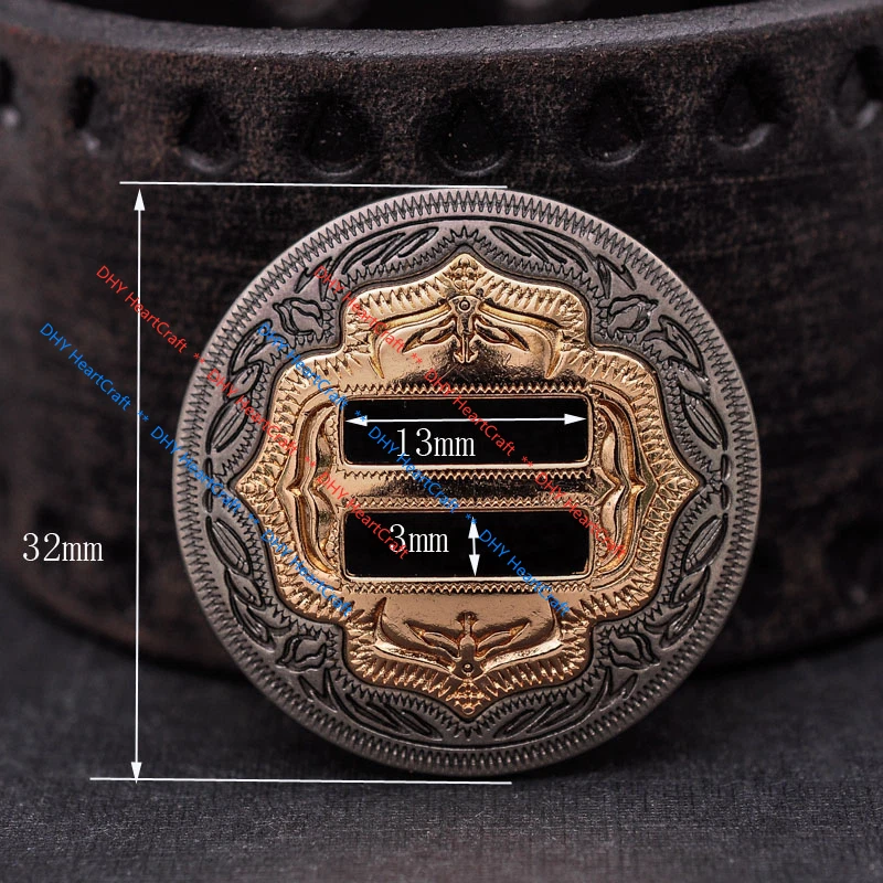 5X Western Gold Sliver Engraved Leathercraft Slotted Conchos For Saddles 1-1/4" - Image 2 of 4