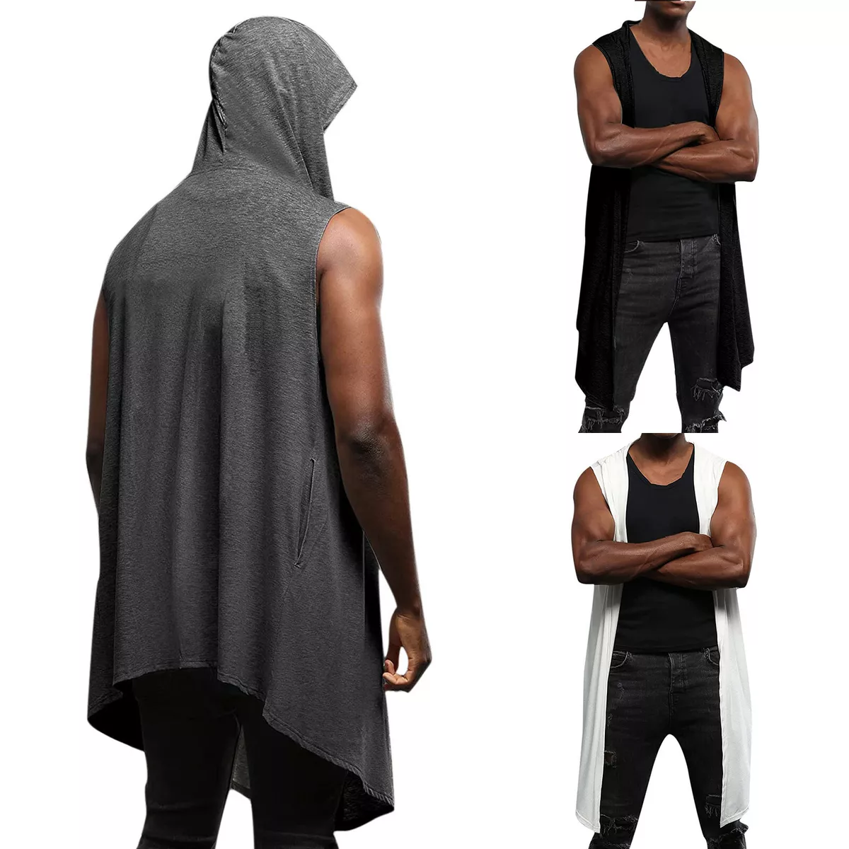 Long sleeveless hooded best sale cardigan