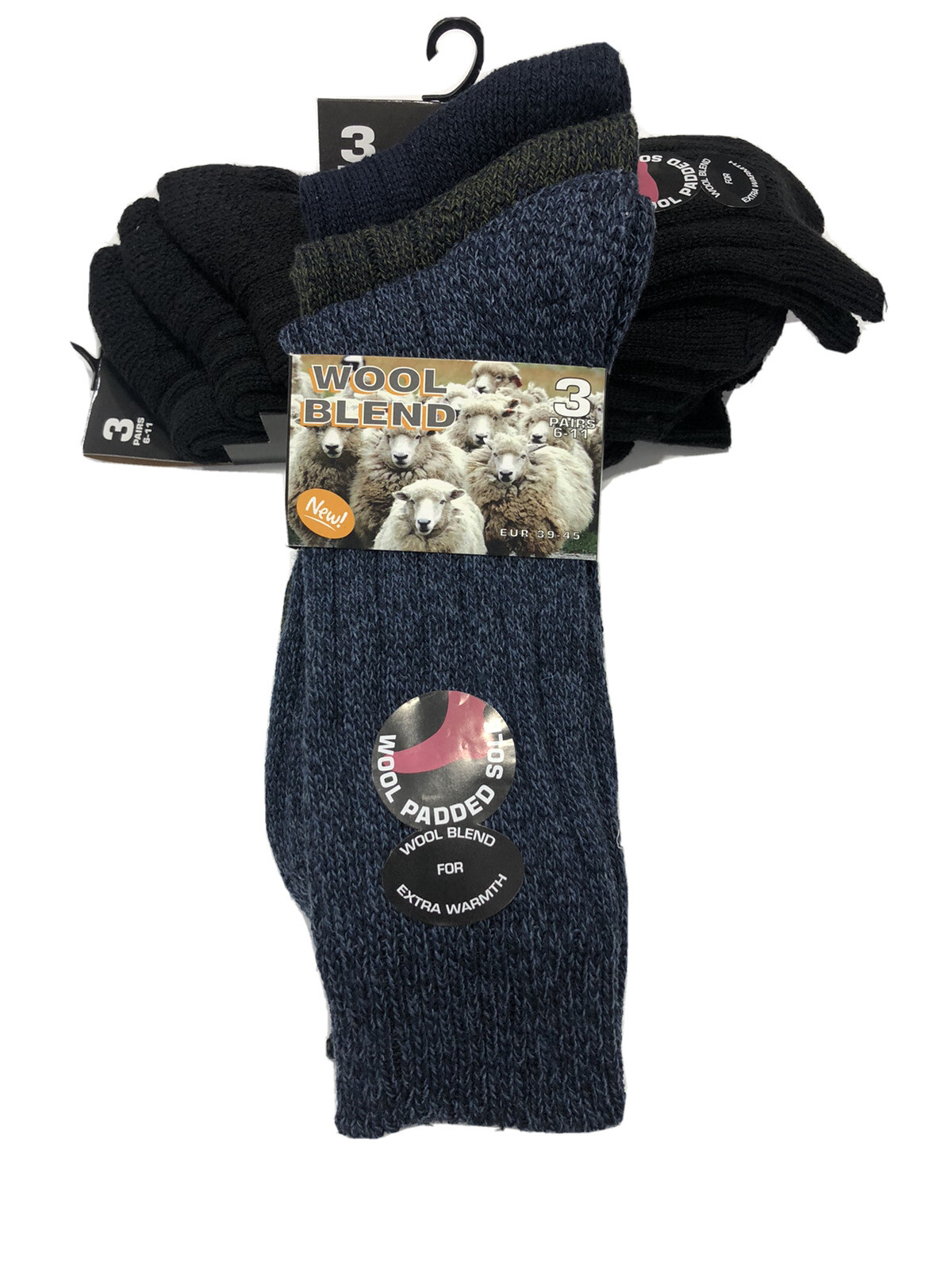 MEN'S 3 PAIRS CHUNK THICK WOOL THERMAL WINTER WARM WALKING HIKING SKI