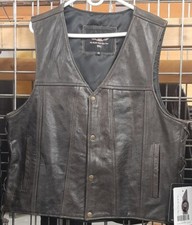 Men's Dark Brown Leather Vest with Side Lace Conceal Carry Pockets 167brn