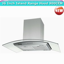 36 Inch Kitchen Stainless Steel Island Range Hood 900CFM Vent 3 Speed LED Light