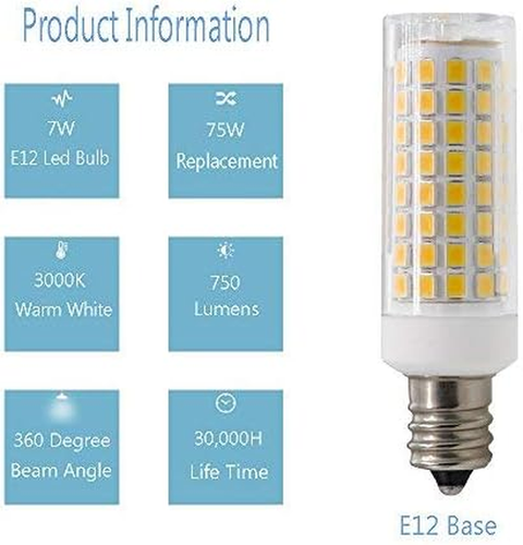 E12 LED Light Bulb, Dimmable E12 Candelabra Base Light Bulbs, 70-75W Equivalent - Picture 3 of 12