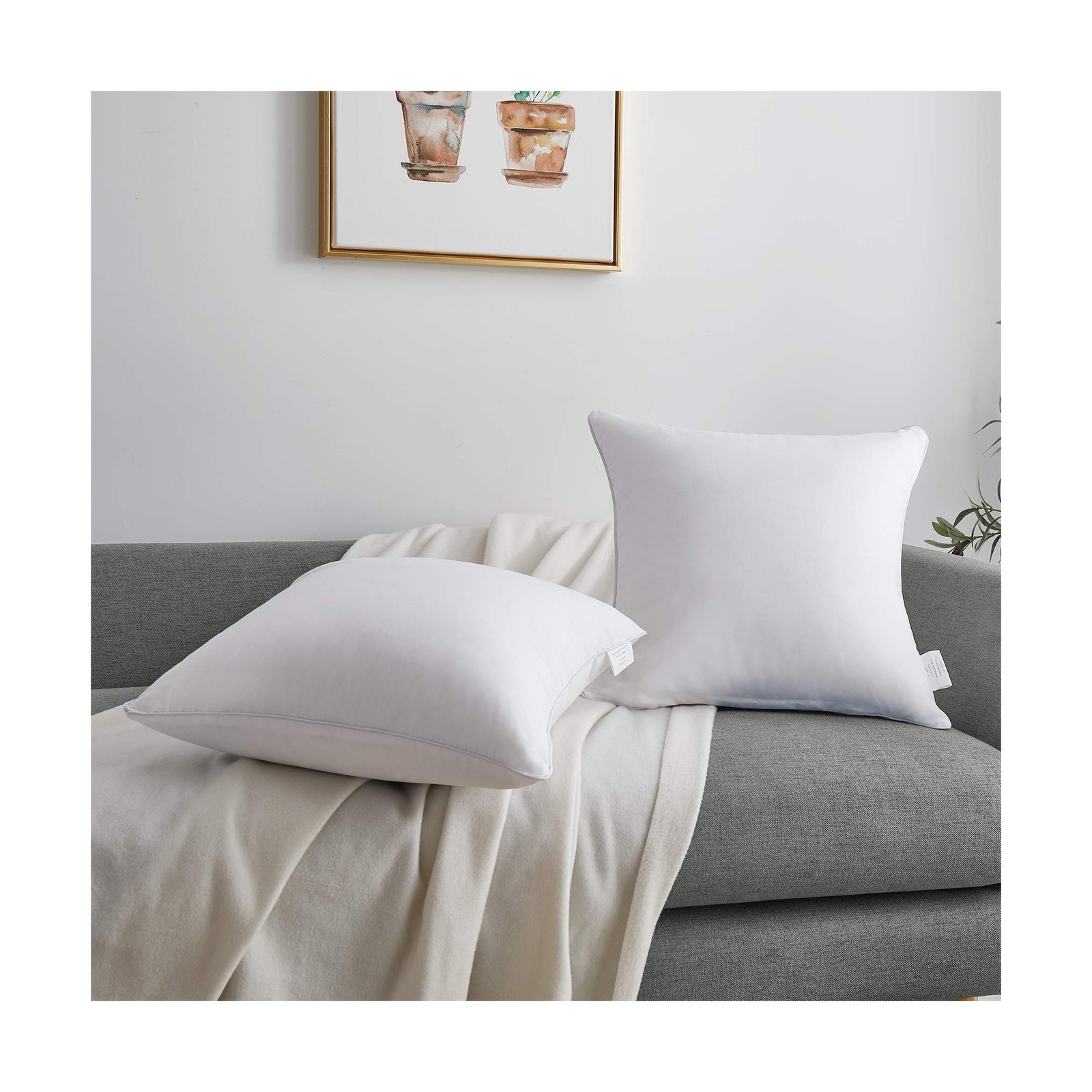 Oubonun 20 x 20 Pillow Inserts (Set of 2) - Throw Pillow Inserts with 100% Co...