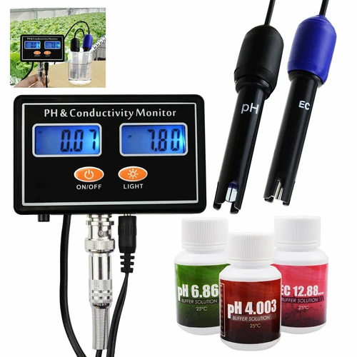 PH & EC Conductivity Monitor Water Quality Meter Tester Aquaculture Hydroponics