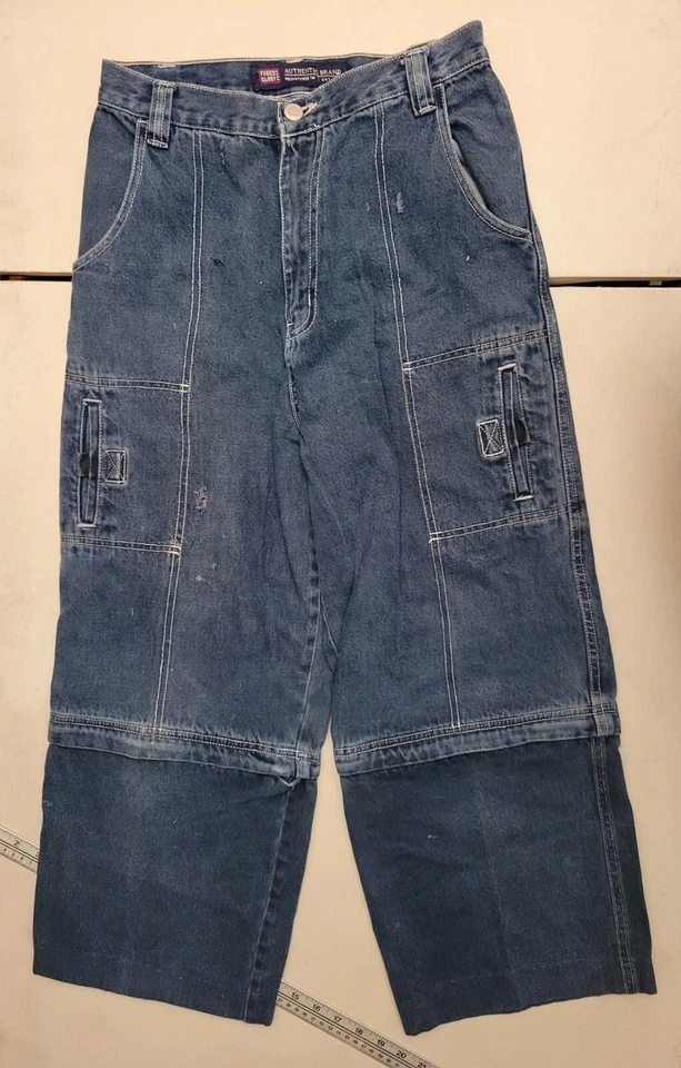 Pantalones Cortos Convertibles Vintage Glory Cargo Azul Desteñido Niños Jóvenes 18 27x24 Y2K Foto 2 de 4
