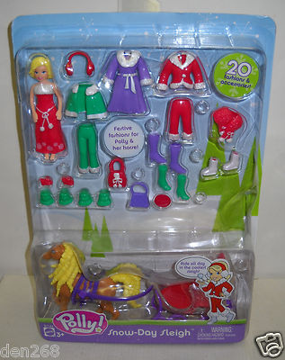 2132 NRFC Mattel Polly Pocket - Polly Snow-Day Sleigh Doll Playset