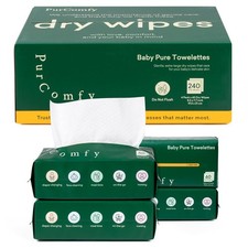PurComfy Baby Dry Wipes for Newborn, 4 Pack Plant-Based 60 Count Pack of 4 