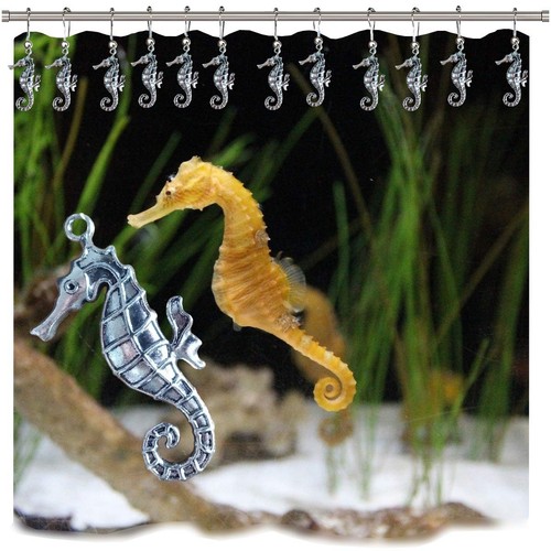 Shower Curtain Hooks Rings Seahorse Decorative Accessories Settropical Island Co - Picture 2 of 6