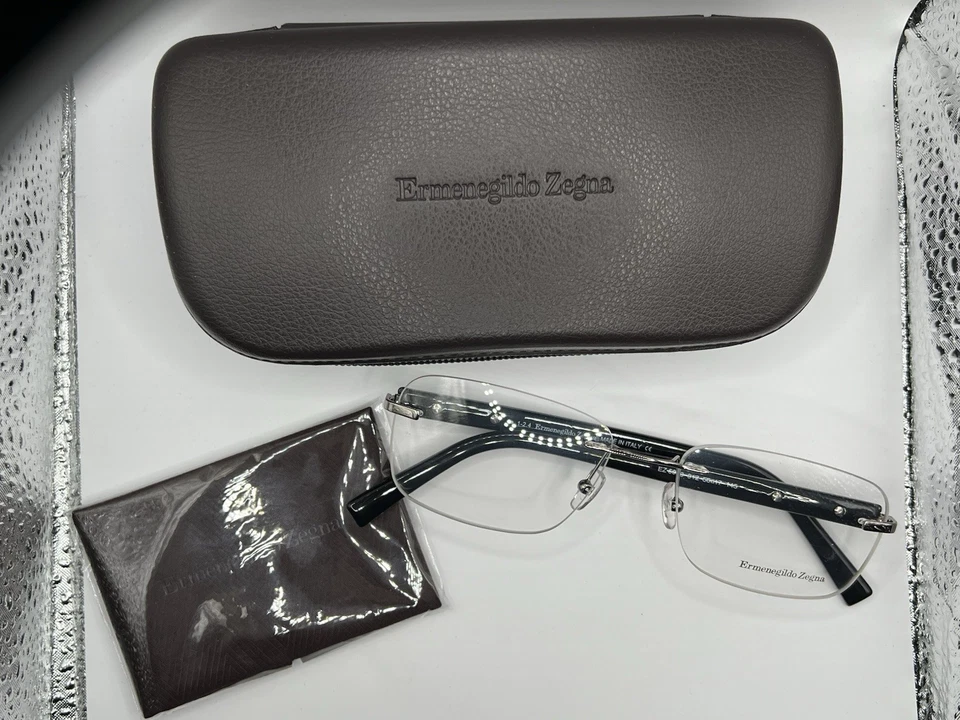 Ermenegildo Zegna 眼镜框 EZ 5003 012 闪亮黑色 56-17-145 意大利 全新 — 第 2/4 张图片