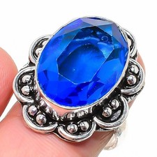 London Blue Topaz Gemstone 925 Sterling Silver Ring Size 6.5 E313