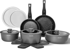 17pc Non Stick Pots and Pans Set Removable Handle Induction Hob Cookware