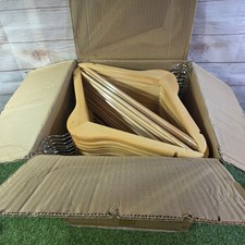 Light Wood Coat Hanger With Hook & Non Slip Bar - Pack Of 50