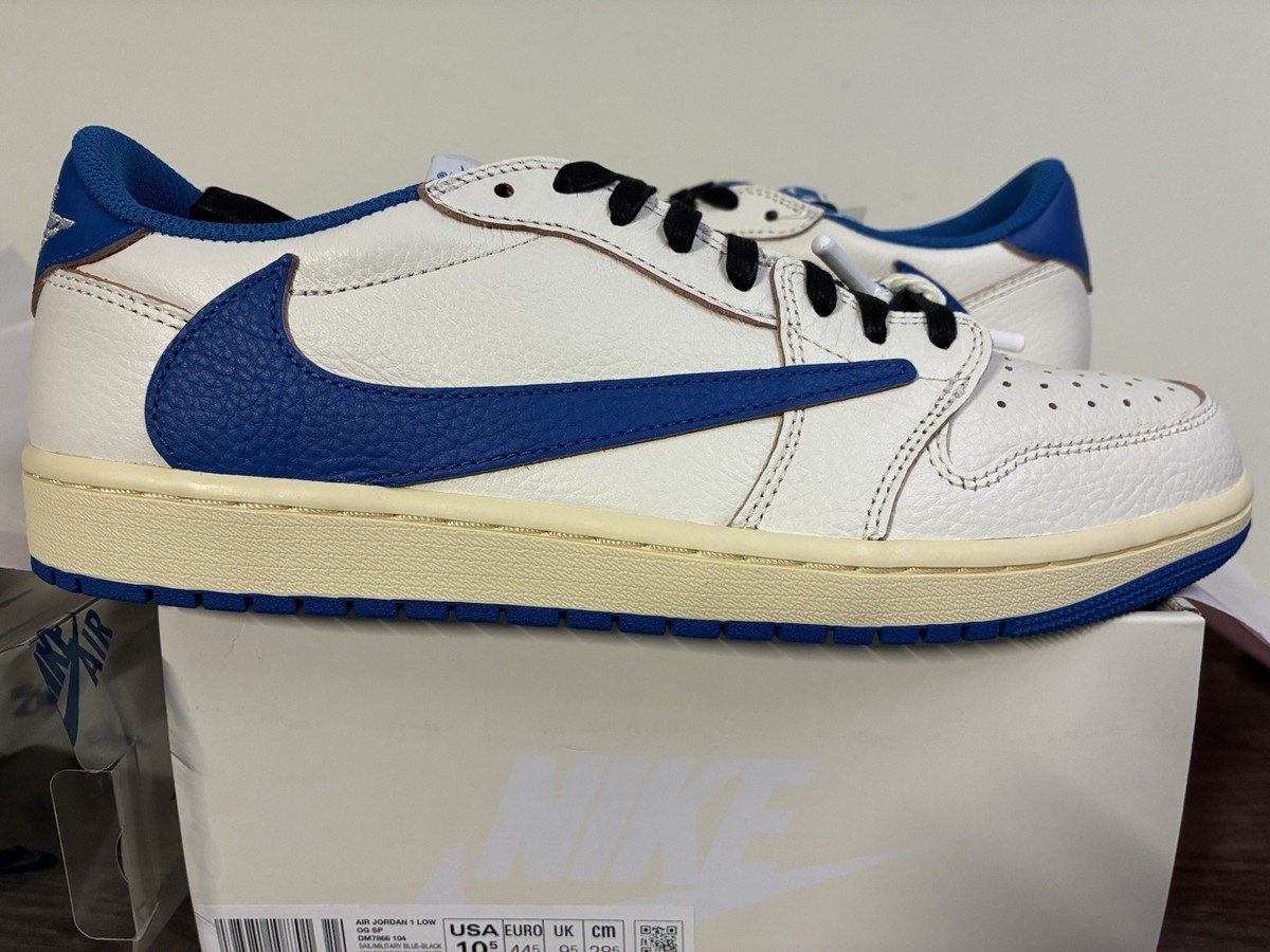 Nike Air Jordan 1 Low OG SP Fragment Travis Scott Sail Blue Size
