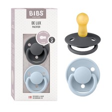 BIBS Pacifiers - De Lux Collection Size 2 6-18 Month , Iron/Baby Blue
