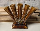 Vintage McCoy Art Pottery ANTIQUE CURIO Brown Five Fingers Bud Flower Vase