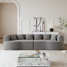 106.3'' Bone-Free Cloud Sofa w Corduroy Four-Seater Memory Foam Sofa, Gray